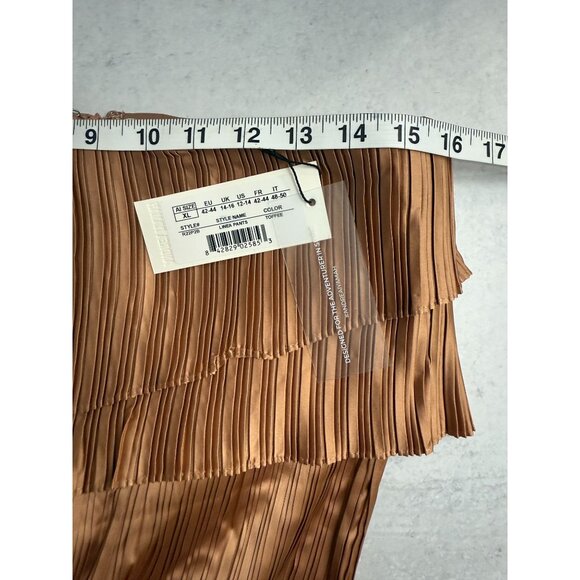NWT Andrea Iyamah Linea Toffee Pleated Wide-Leg Pants Peplum Waist‎ - Picture 12 of 16